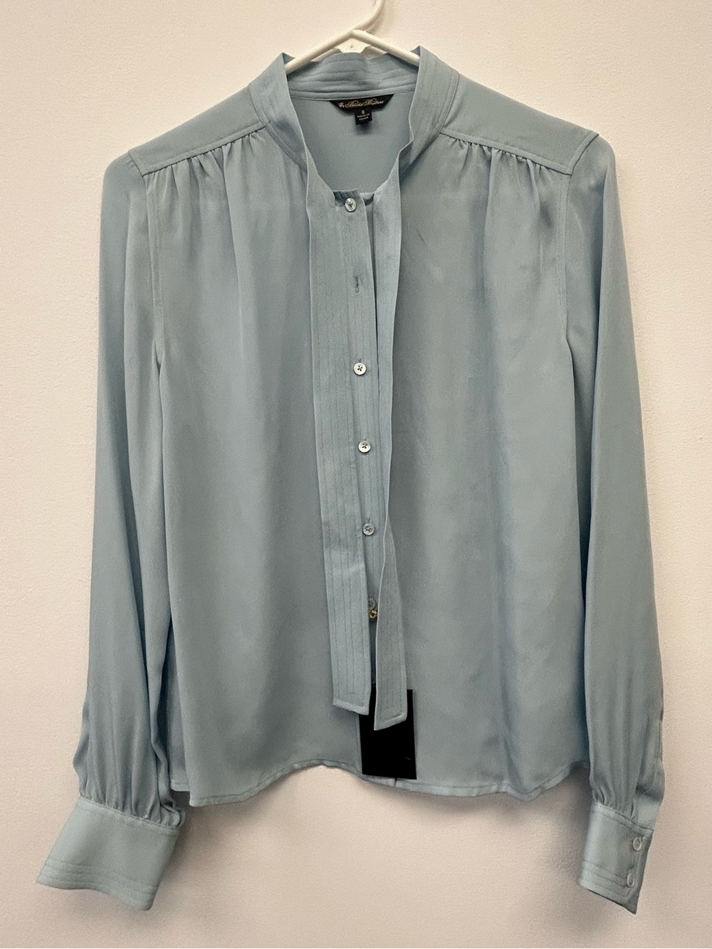 Brooks Brothers Pale Blue Tie-Neck Blouse